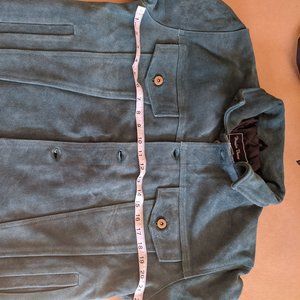Genuine suede green trucker jacket, men, Medium brandon thorne